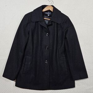 London Fog Women's Wool Black Peacoat Size XL‎ NWOT